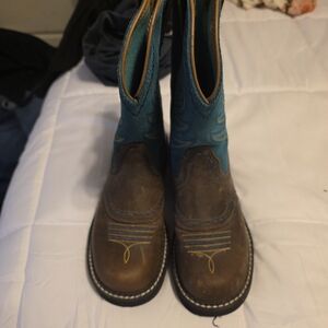 Brown and Teal ARIAT Boots